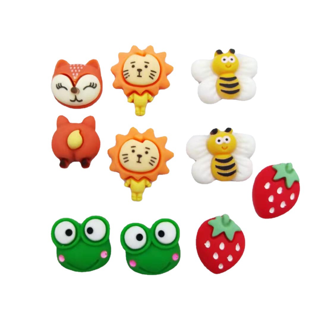 Frog Fox lion Little bee strawberry Resin accessories diy cream Glue Mobile phone shell Patch Jewelry