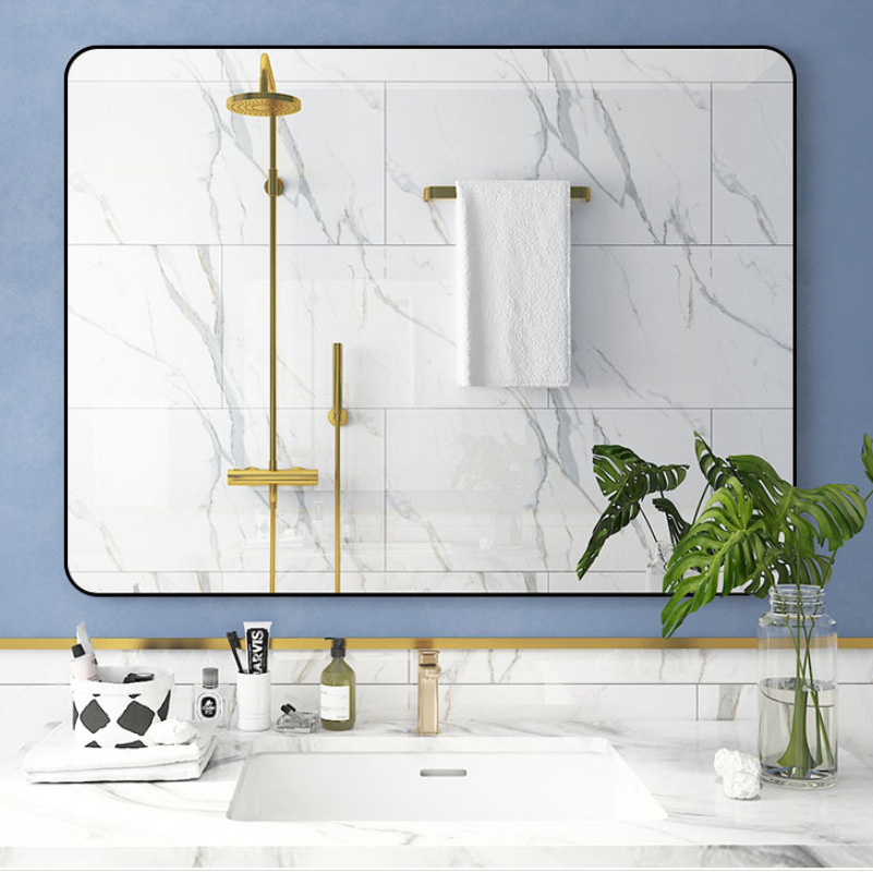 浴室鏡子貼牆自粘洗手衛生間廁所梳化妝檯掛牆免打孔壁掛式衛浴鏡