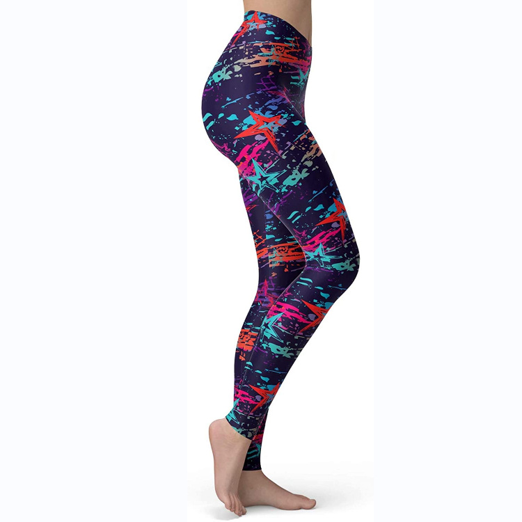 Abbigliamento da donna multicolore stampato slim fit fianchi sollevamento snellente grandi dimensioni corsa yoga fitness leggings_voghion.com