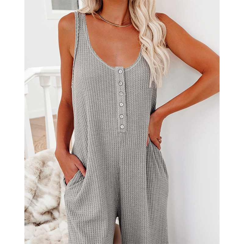 loose solid color sling jumpsuit NSMAN53321