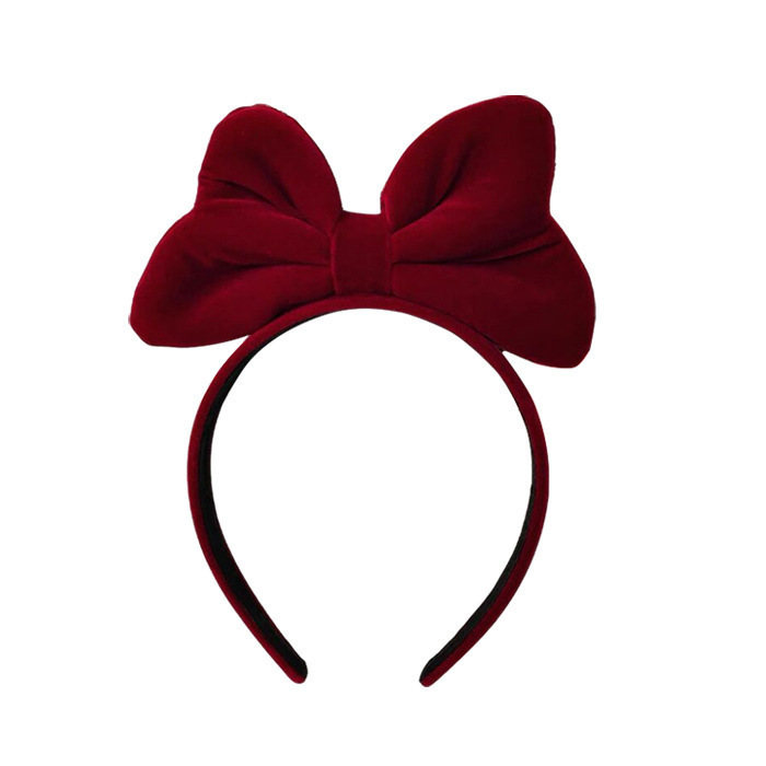 Vinho de Navidad transfronterizo de seda roja de arco de arco de cabello de invierno de alto nivel de atmósfera de invierno sensación de tocado retro adorable adornamiento de cabello rojo de red