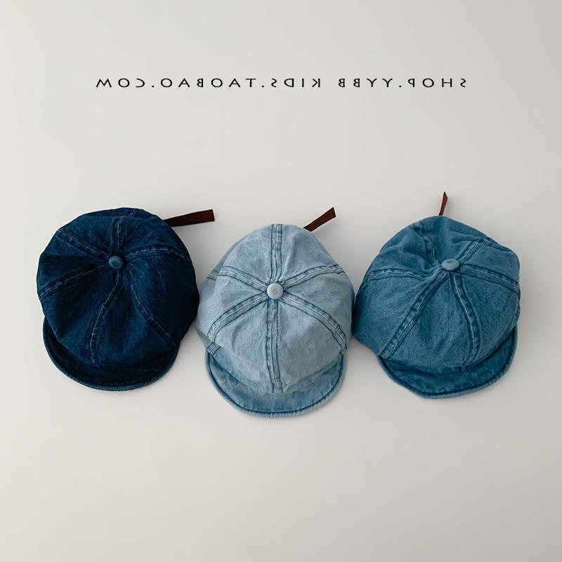 Baby hat ins Korean version autumn and winter new denim soft brim peaked cap spring baby boys and girls baseball cap