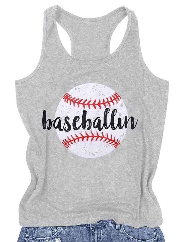 Baseball Mom shirt women's Baseball Mom T-shirt ball tank cute printed pattern gift shirt