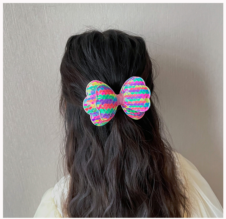Girl'S Gender Girl'S Fashion Bow Knot Cloth Sequins Hair Clip