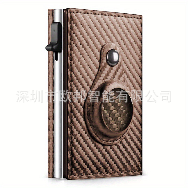 Nuevo titular de la tarjeta de crédito bifold Banco titular de la tarjeta monedero lateral push automático pop-up titular de la tarjeta con la funda protectora AirTag