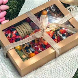 郊游下午茶野餐盒ins礼盒提拉米苏便当打包甜品蛋糕瓦楞牛皮纸盒