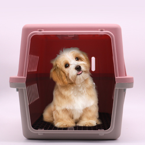 Pet air box, dog outing checked cage, removable cat and small dog portable air transport suitcase supplies