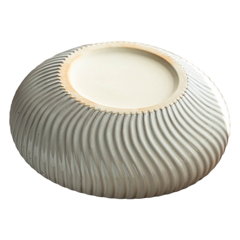 Tacos de cerámica en relieve gruesos prácticos, platos retro domésticos, tazones de verduras, tazones de sopa de gran capacidad, tazones de frutas