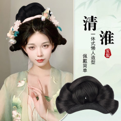 汉服假发包古风盘发发髻一体式全发丝造型头饰古装女明制唐风垫发