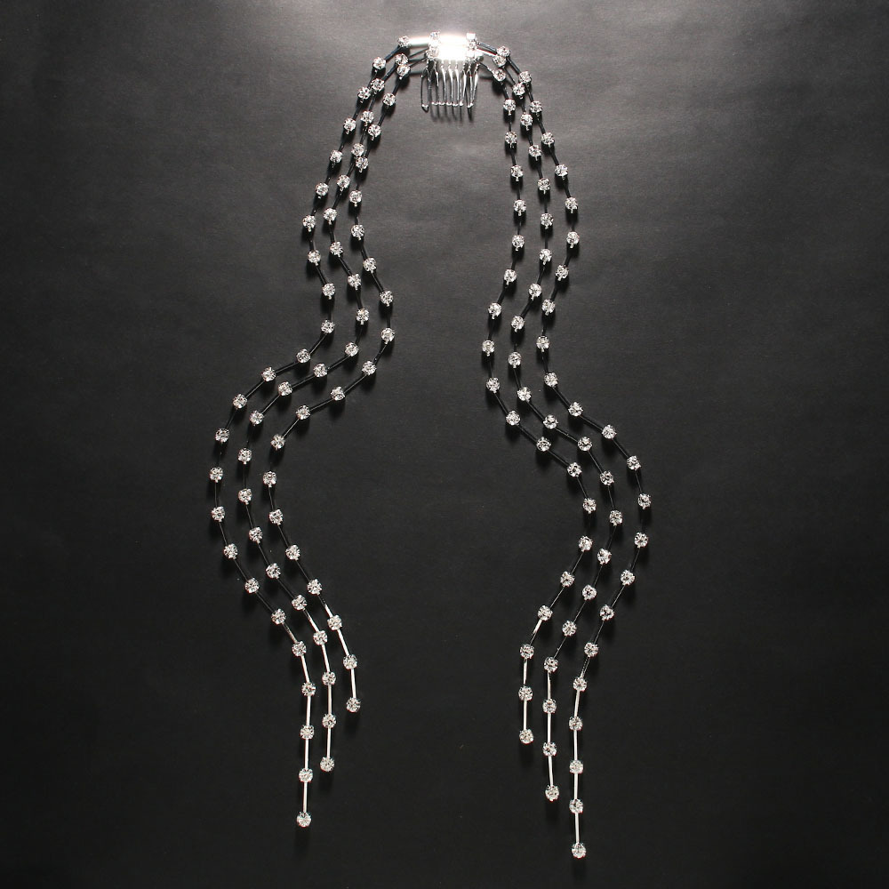 Aliexpress venta en caliente peinado de cabello de bordas largas temperamento europeo y americano diamante tocado de banquete joyería de lujo tocado