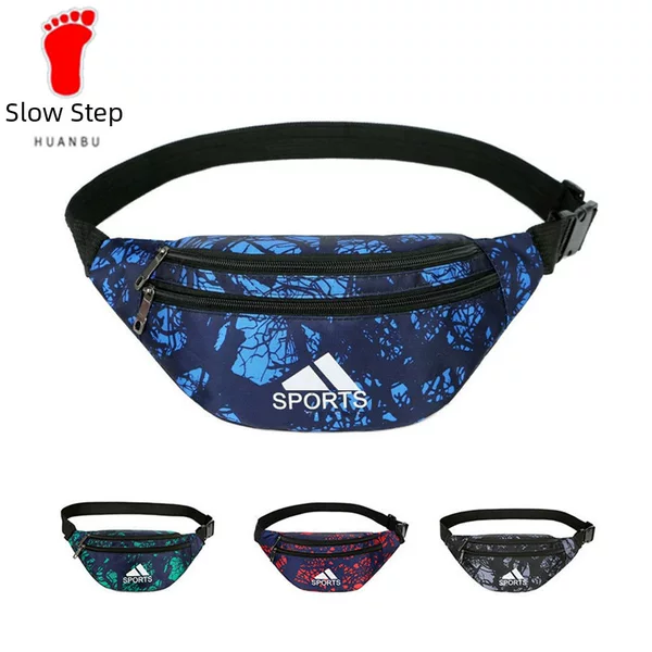 Casual Sports Waist Bag Oxford Cloth Water-Repellent Men's and Women's Printed Diagonal Chest Bag Outdoor Portable Mobile Phone Bag Lightweight
