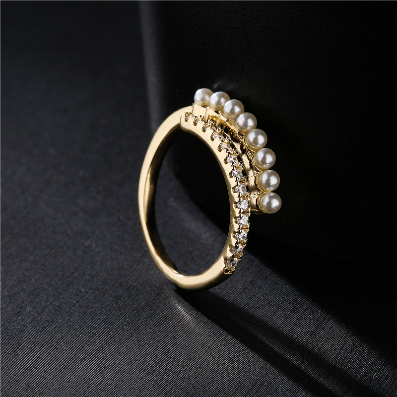 cross-border supply European and American gold imitation pearl copper micro-inlaid zircon geometric 