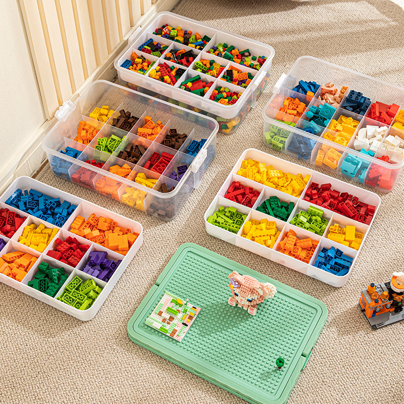 レゴ収納ボックス家庭用小粒玩具多層分格分類収納子供玩具セット整理箱|undefined