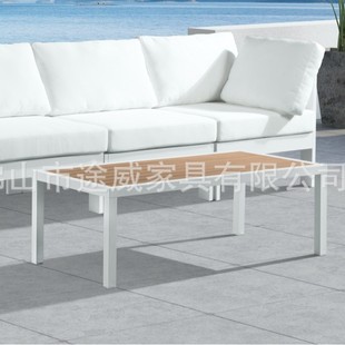 Outdoor Leisure Aluminum Alloy Coffee Table Courtyard Tables and Chairs Cafe Hotel Open-Air Balcony Aluminum Sofa Plastic Wood Tea