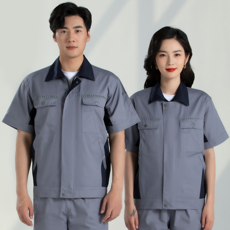 Trajes de trabajo de mangas cortas para hombres desgaste sitio de construcción de reparación de automóviles ropa mecánica y eléctrica fábrica de ropa de seguro laboral personalizada
