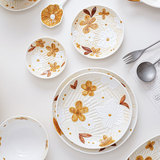 Серия Qiuyue Series Высокоэффективная ручная покраска керамическая посуда, набор посуды, рисовая миска, блюдо с лапшой простая миска для посуды