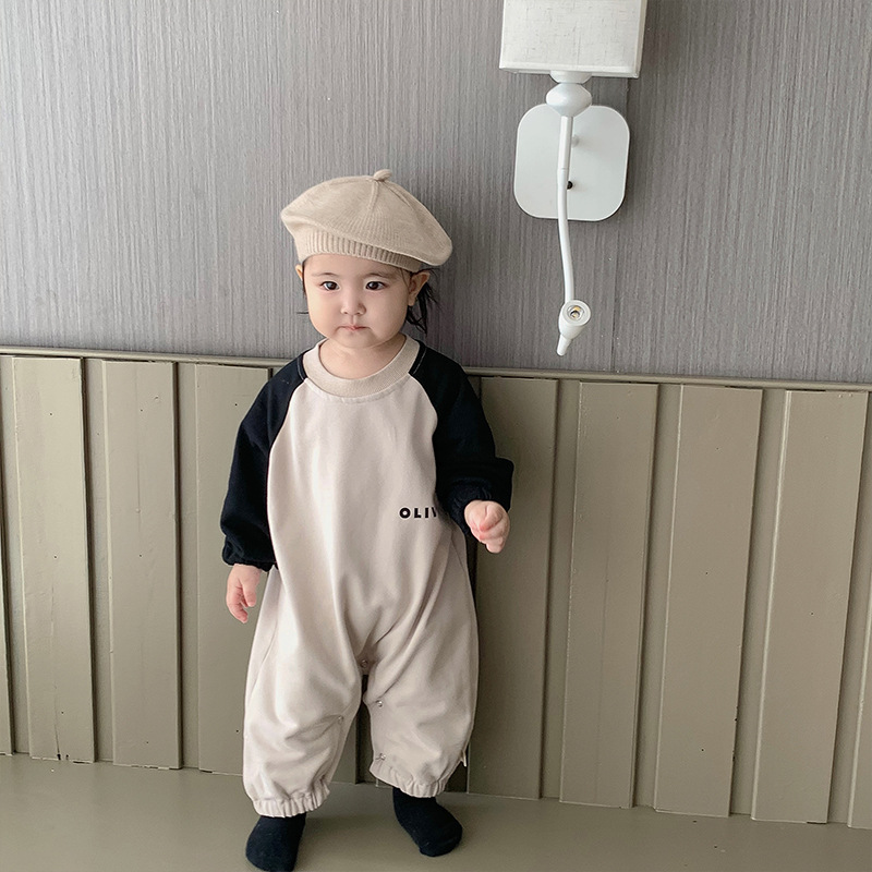 Mono para Bebé Estilo Otoñal, Ropa Infantil Coreana, Pelele con Bloques de Color para Bebés, Mono para Niños, Ropa Otoñal para Niñas
