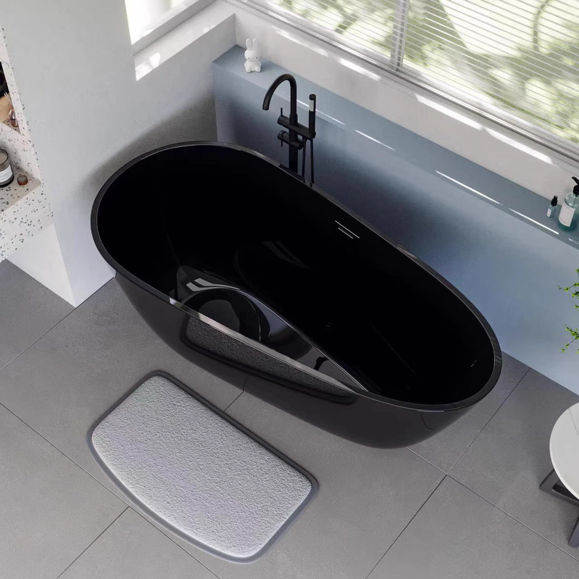 bañera de acrílico negro independiente hogar hotel de alojamiento sin costuras personalidad europea pequeña casa redonda color