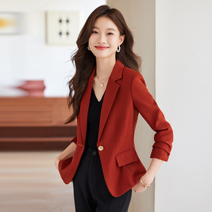 2024 New Wine Red Suit Jacket Female Temperament Design Sense Fashion Casual Professional Suit suit in stock Wholesale