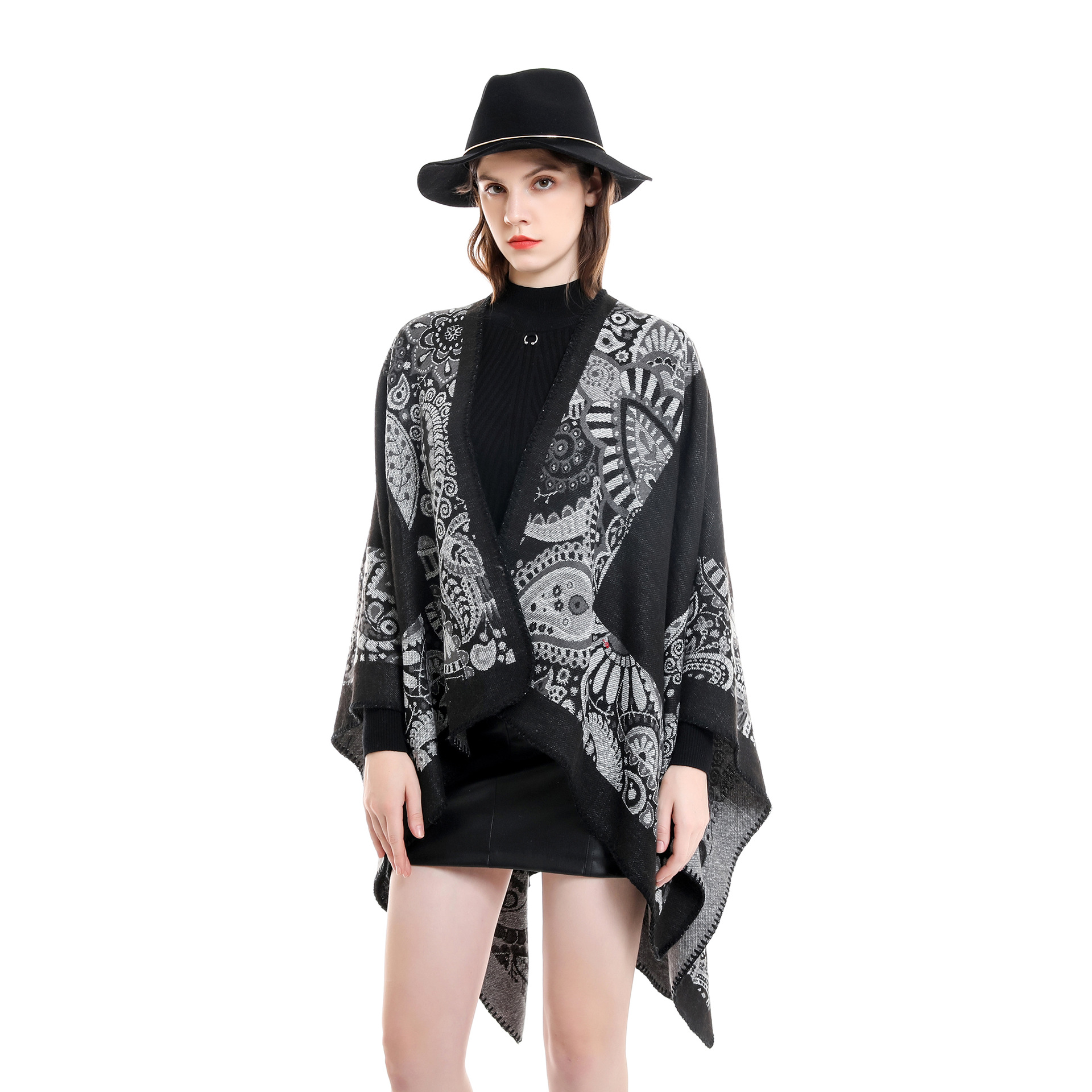 Chal de invierno nuevo estilo Cachemira-como capa caliente patrón de anacardo para las mujeres