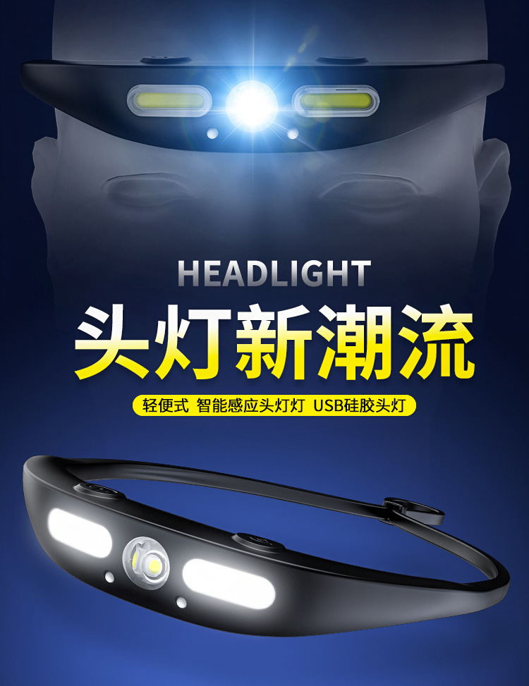 New induction COB headlights outdoor riding light USB charging night…