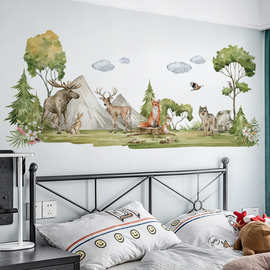旅康CH39119AB空中森林动物墙贴卧室床头客厅背景装饰自粘墙贴纸