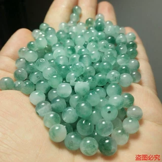 翡翠a级飘花散珠diy配件石英岩玉飘兰花玉4mm飘兰花手链项链珠