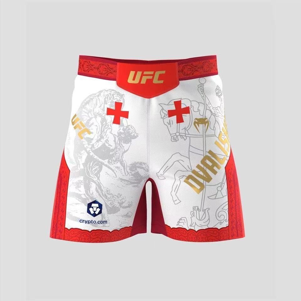UFC Merab Dvalishvili Shorts MMA White Red