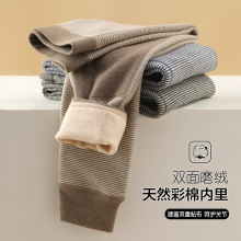 秋冬季儿童保暖裤新款德绒条纹双层加厚秋裤男童内穿打底裤加护膝