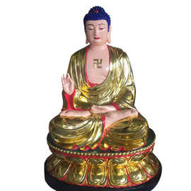 贴金佛像批发厂家 金身三宝佛祖图片 河南玻璃钢佛像厂家