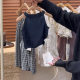 Girls' Summer suit 2025 Children's Korean Fashionable Knitted Sling Top Stylish Girl's Plaid Wide Leg Pants