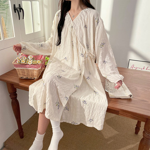 Mustang also pajamas new cloud cotton long sleeve kimono confinement skirt pregnant women even outside single home clothes suit