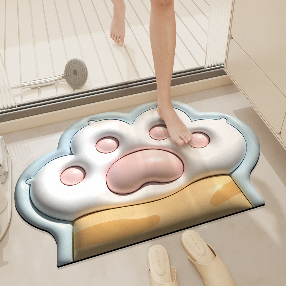 Cartoon expansion style 3D three-dimensional floor mat, bathroom absorbent and quick-drying foot mat, toilet non-slip mat, entrance door mat