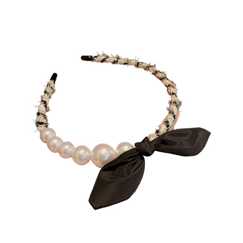 Pearl headband female small fragrant bunny ears short hair headband French Korean simple face wash hair pressure non-slip headwear