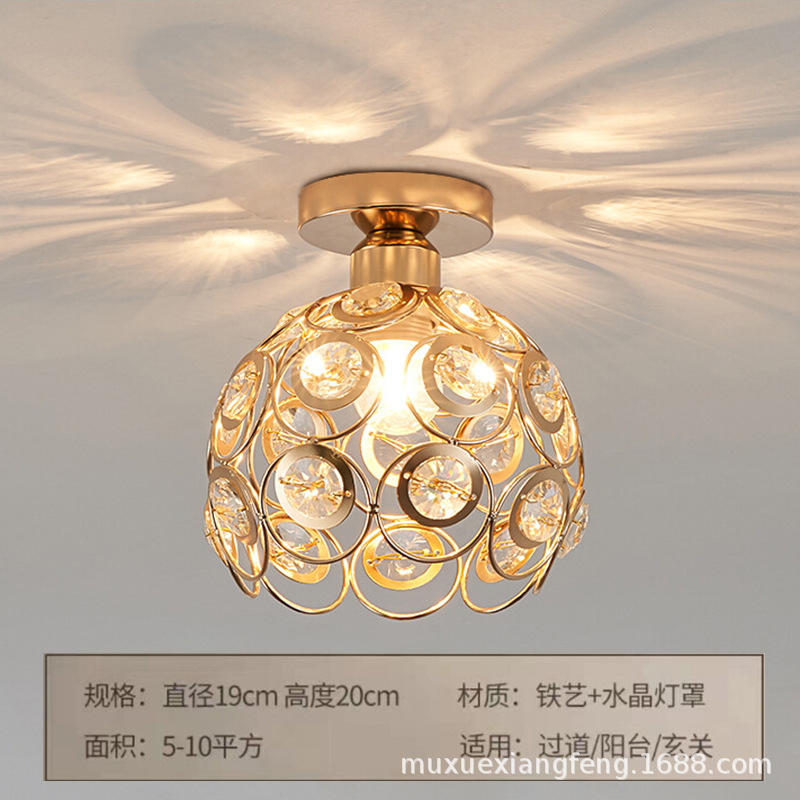 Personalidad creativa lámpara de techo de cristal lámpara de pasillo moderna minimalista pasillo de entrada Balcón de estilo europeo pequeña lámpara de techo