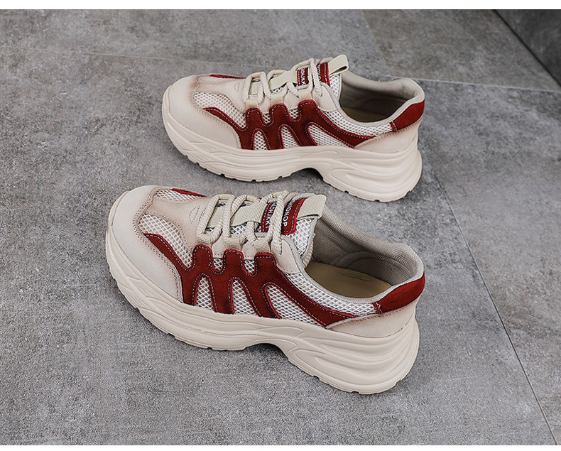 Giày sneaker nữ đế dày phong cách retro da bò — xanh lá cây chi tiết 12