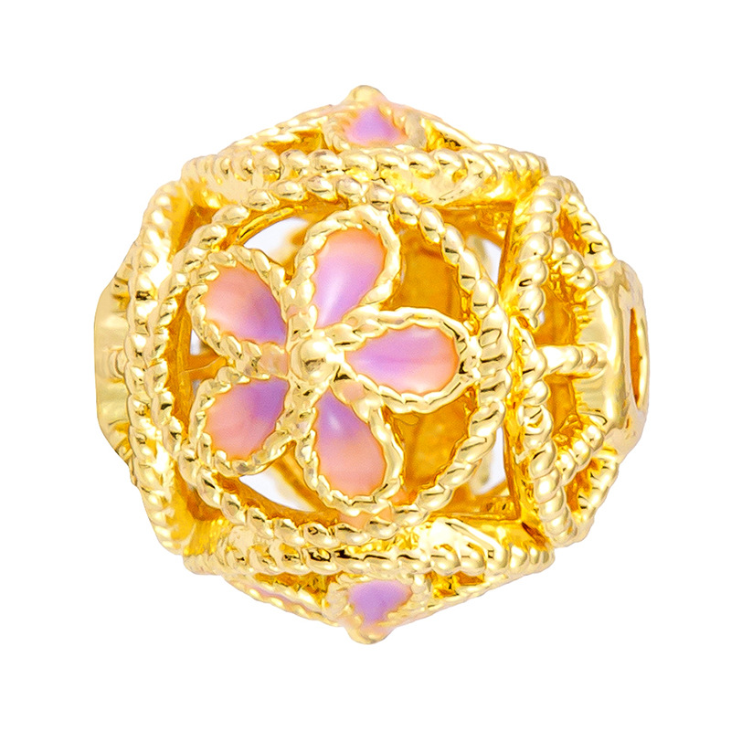 Antiguo método oro goteando aceite azul quemado colgante cuentas Dios de la riqueza atrapador de sueños flor cuentas de tambor accesorios de bricolaje joyería de transferencia