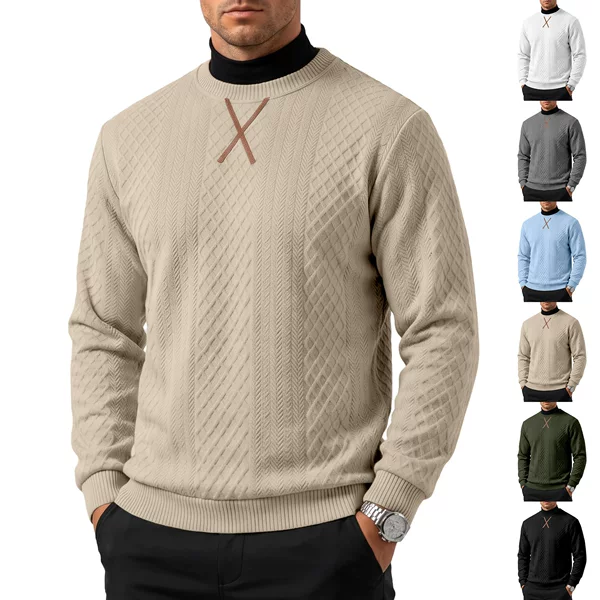 Cross-border European and American Amazon men's autumn and winter new casual and fashionable versatile jacquard long-sleeve pullover knit sweatshirt