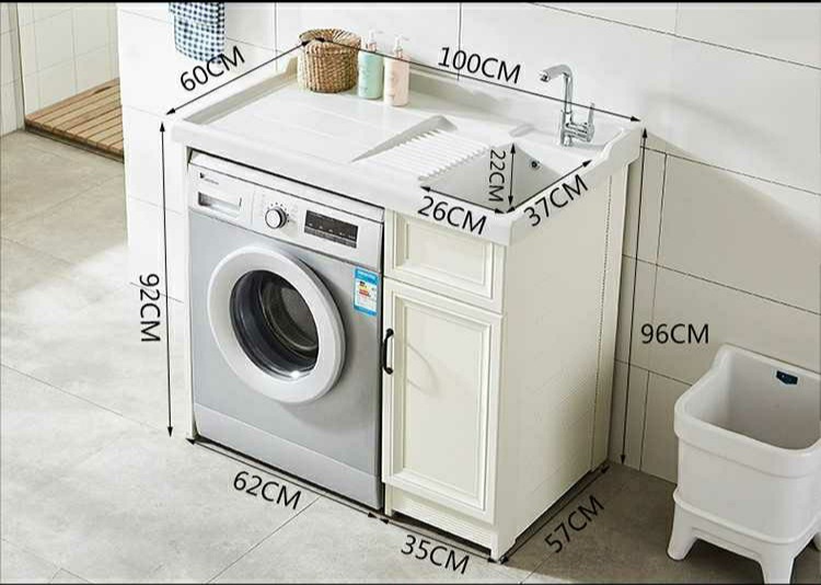 Balcón de aluminio espacio de lavado armario de piedra de cuarzo mesa de billar con combinación de Tabla de lavar socio integrado corte de esquina simple Nordic