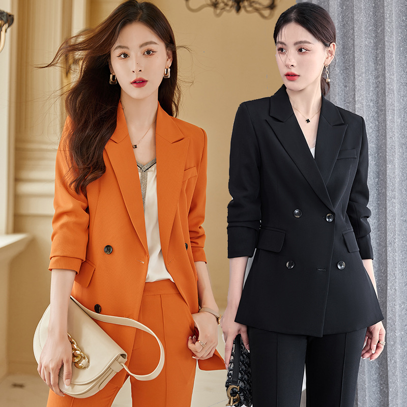 Orange Suit Jacket Women's 2023 Autumn New Slim Elegant Slim-fit Professional Suit Host Event Goddess Fan Orange Suit Jacket Women's 2023 Autumn New Slim Elegant Slim-fit Professional Suit Host Event Goddess Fan