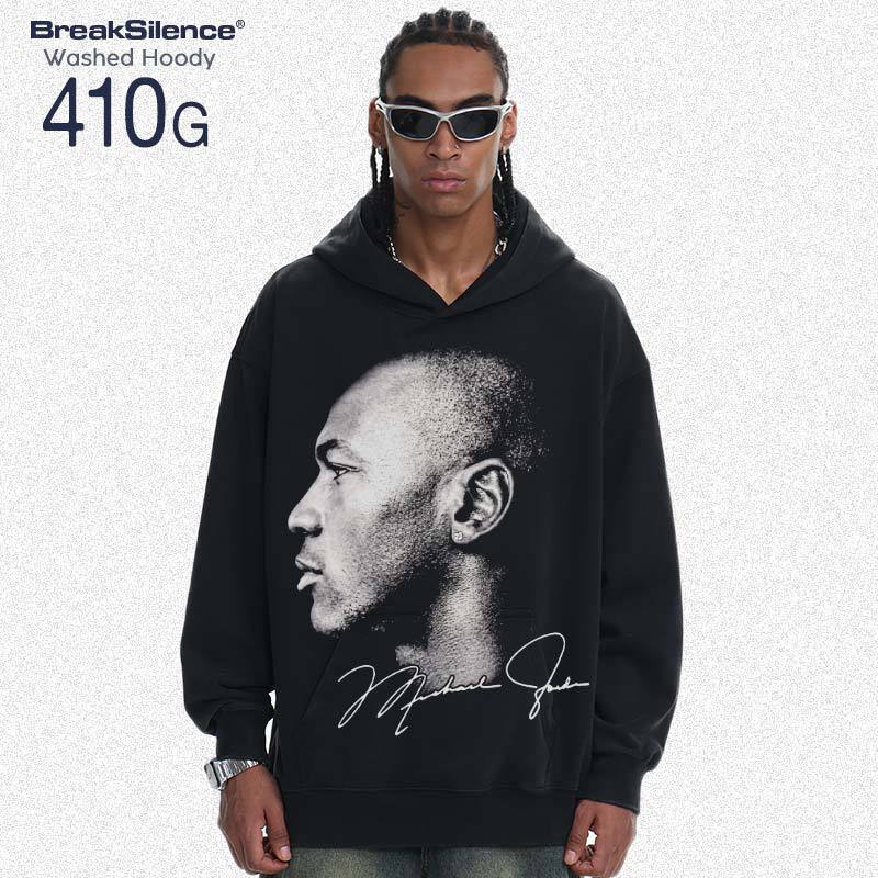 2025 Autumn Jordan Fried Snowflake Washed American Retro Hooded Sweatshirt Loose Shoulder Couple Hoodie