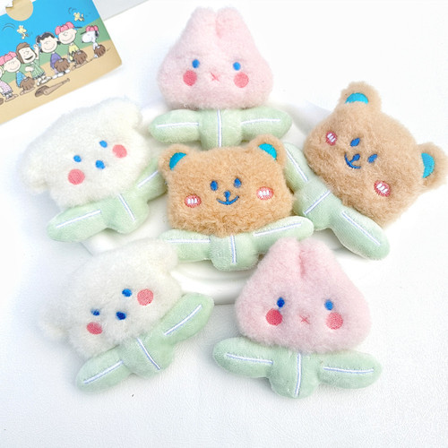 Creative Cartoon Plush Doll Brooch Cute Blush Bear Bunny Puppy Bag Scarf Mobile Phone Case DIY Doll