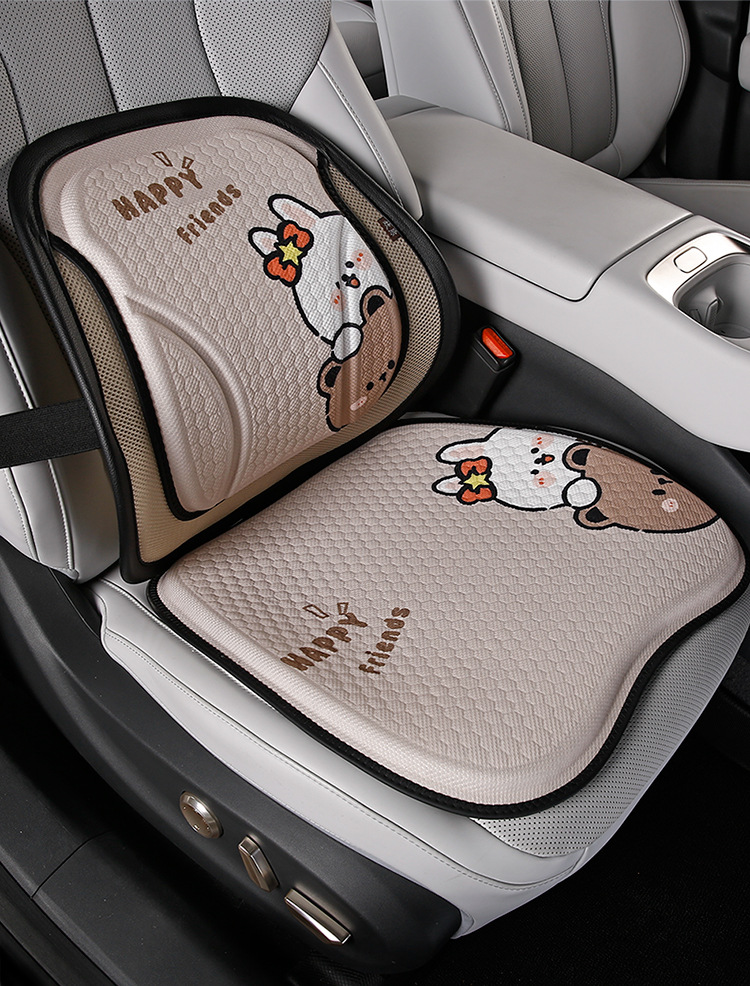 New Cartoon Gel Car Seat Cushion, Ice Silk Mesh Cooling Pad, Waist-Protecting Breathable Honeycomb Seat Cushion, Universal Car Cushion