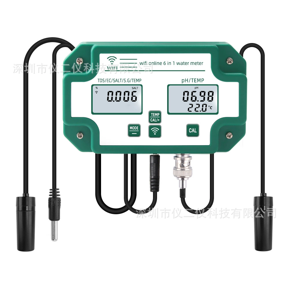 YY-W9909 онлайн-тестер качества воды шесть-в-одном PH/TDS/EC/SG/солености/многопараметрического Wi-Fi граффити