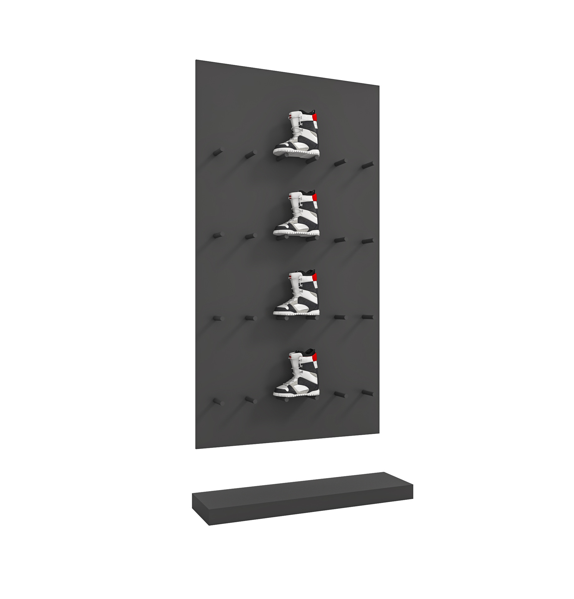 Tienda de nieve al aire libre de alto nivel, estante de exhibición de tienda de ropa, estante de exhibición retrógrado de doble capa móvil de tienda de ropa de hombre