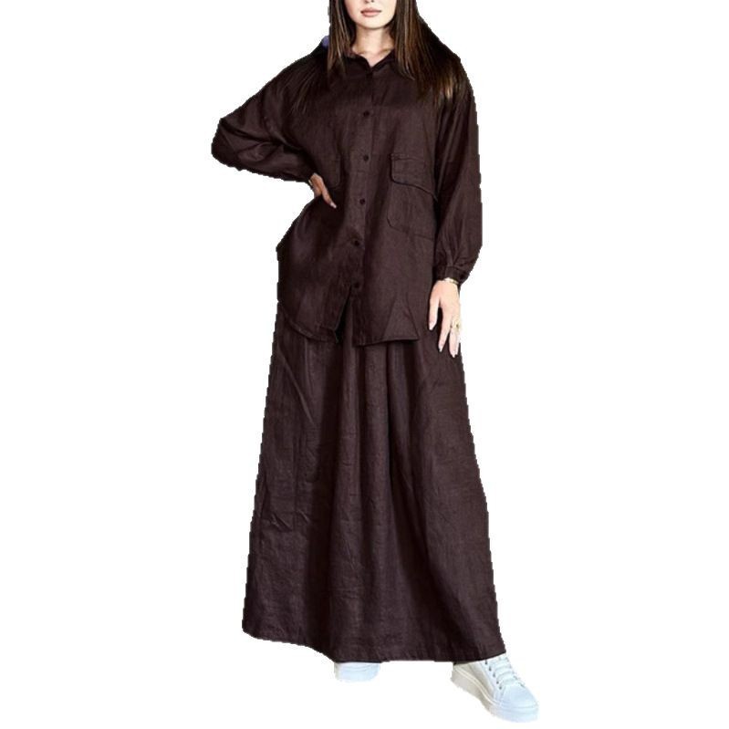 European American Cross-border 2025 Spring And Autumn New Women's Vintage Plus-size Collared Long-sleeve Shirt Dress_ecoleips.com