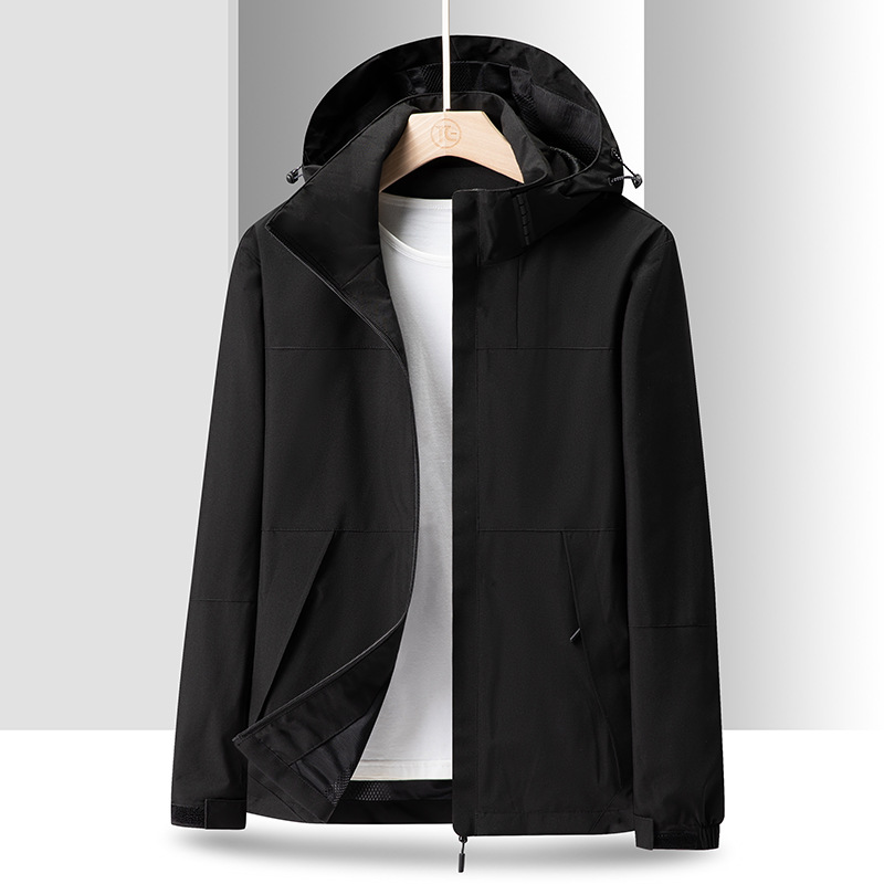 Primavera y otoño deportes al aire libre estilo de pareja al aire libre moda casual sombrero desmontable a juego chaqueta fina a prueba de viento para hombre