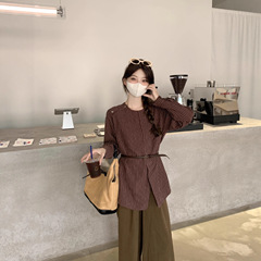 早秋chic套装时尚职业穿搭长袖衬衫衬衣休闲阔腿裤子今年流行女装