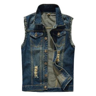 Korean-style slim-fit trendy men's denim waistcoat large size waistcoat motorcycle foreign trade waistcoat leisure vest