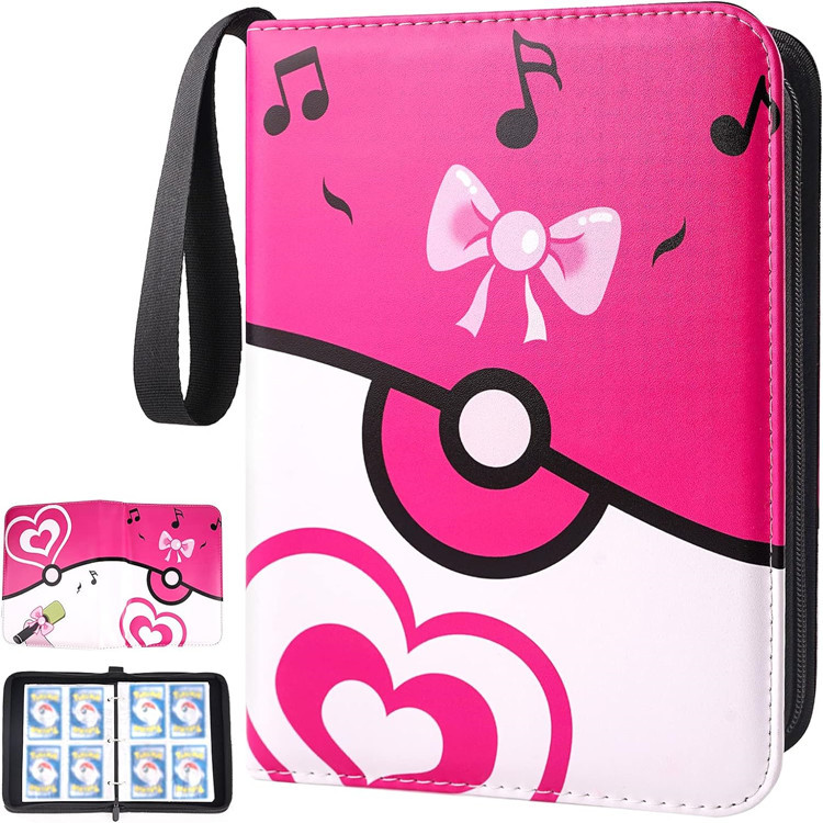 Amazon popular libro de tarjetas de bebé mágico 4 rejilla 9 rejilla libro de colección de tarjetas de cremallera PU de hojas sueltas Bao Ke Meng libro de tarjetas